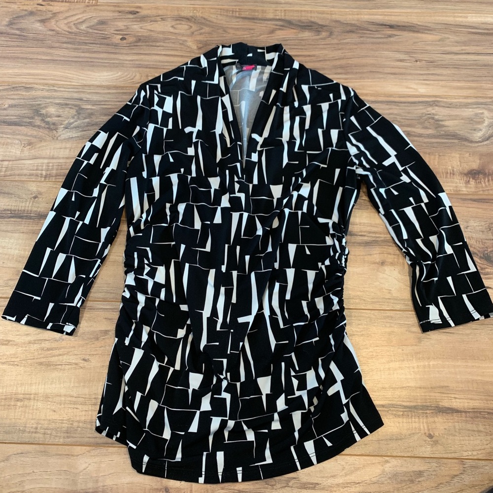 3/4 sleeve polyester scrunched side dress top